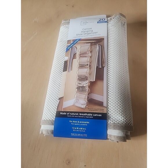 Mainstays Canvas 20-Pocket Hanging Shoe Organizer 12 In W X 60 In L (b19) - Picture 3 of 3